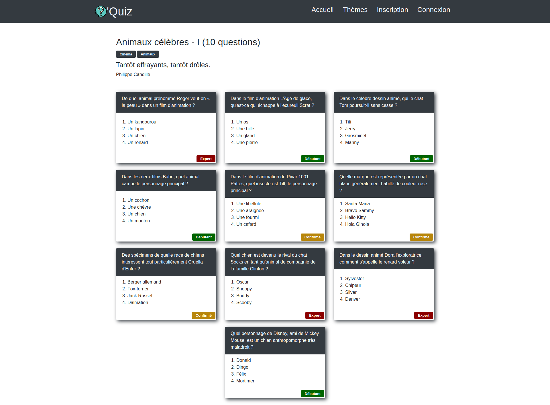 Quiz page (not logged)